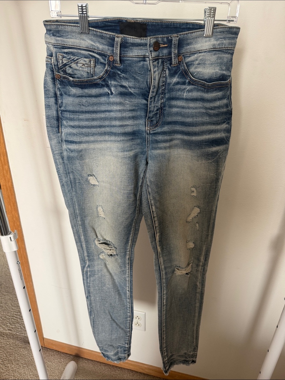 Buckle Distressed Light Blue Skinny Jeans